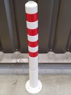 Słupek parkingowy blokujący T-FLEX | PCV, 100 cm, na stopie, elastyczny, uchylny